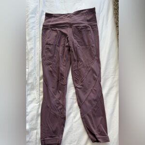 Athleta Purple Cropped Mesh Leggings